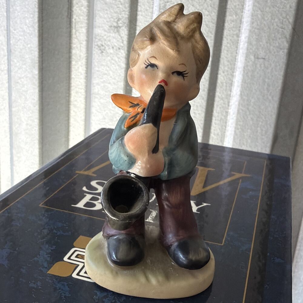 Napcoware‎ Boy Playing Saxophone Ceramic Figurine 4 Inches #C7654